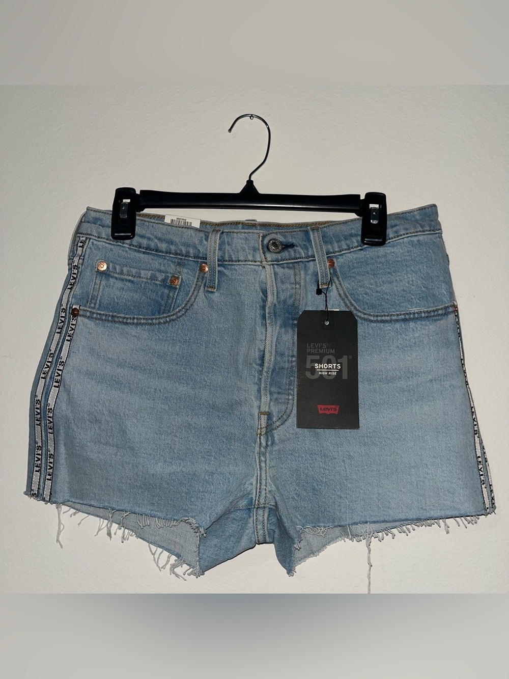 Levi's 501 High Rise Denim Shorts - Light Blue